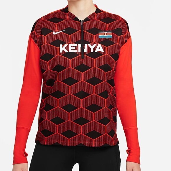 NWT - Nike Team Kenya Element Women's 1/2-Zip Running Top – Size L - Picture 1 of 7